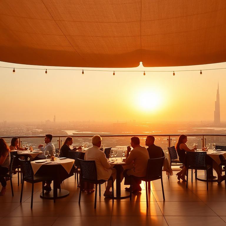 Guests on the sunset terrace